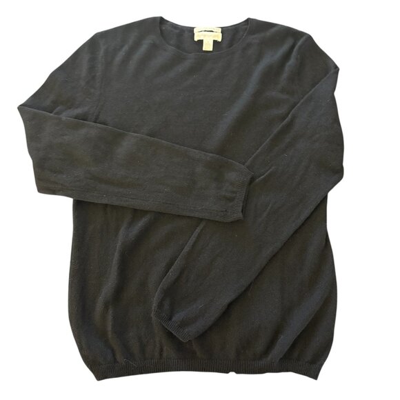 Cashmere 2 Ply Black Sweater Charter Club Quiet Luxury Minimalist Pullover - Picture 1 of 2
